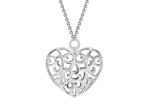 SILVER FRETWORK HEART 45M9