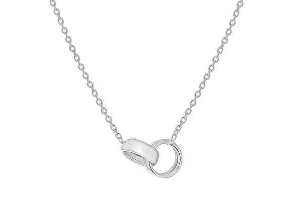Sterling Silver Rhodium Plated Interloking Double RIngs Pendant