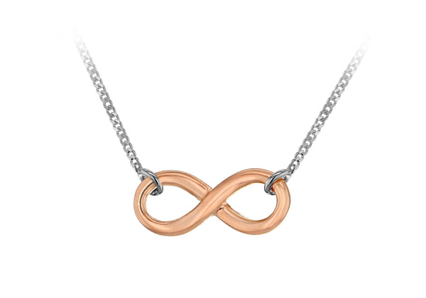 Sterling Silver Rose Gold Plated Infinity Necklace  46m/18"9