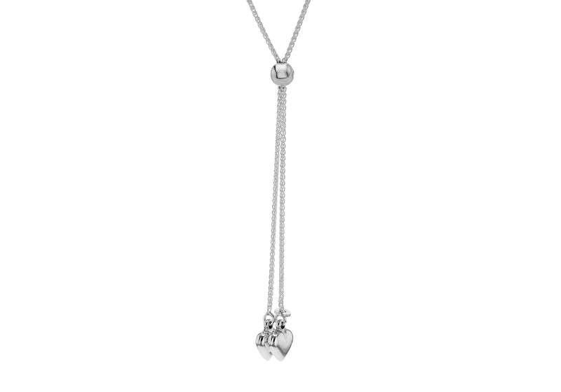 Sterling Silver Two-Heart Slider Spiga Chain 71m/28"9