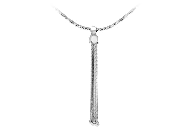 Sterling Silver Rhodium Plated Snake Chain Tassel Necklace  46m/18"9