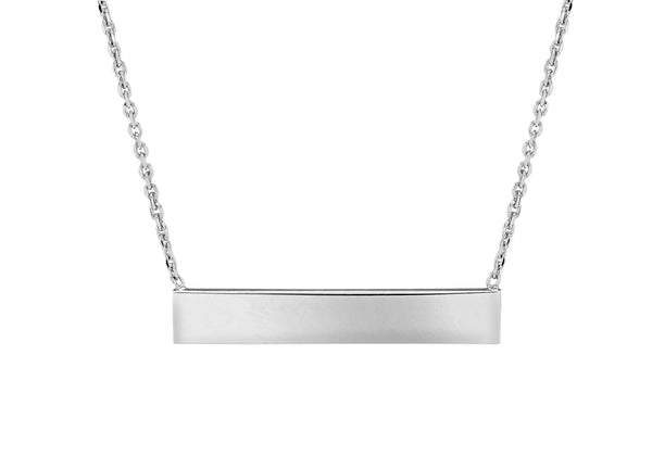 Sterling Silver Rhodium Plated 5mm x 30mm Horizontal Bar Necklace  43m/17"9