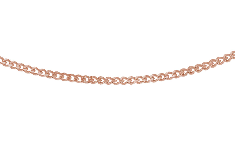 Sterling Silver Rose Gold Plated Adjustable Heart Slider 1.1mm Curb Chain 46m/18"9