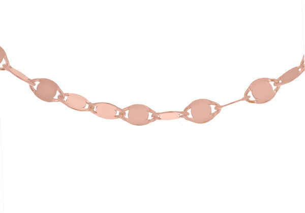 Sterling Silver Rose Gold Plated Flat Mirror 2.6mm Link Chain 51m/20"9