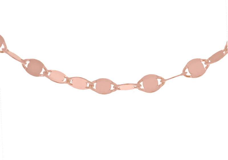 Sterling Silver Rose Gold Plated Flat Mirror 2.6mm Link Chain 51m/20"9