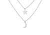 Sterling Silver Star Diamond Cut Ball Chain Necklace