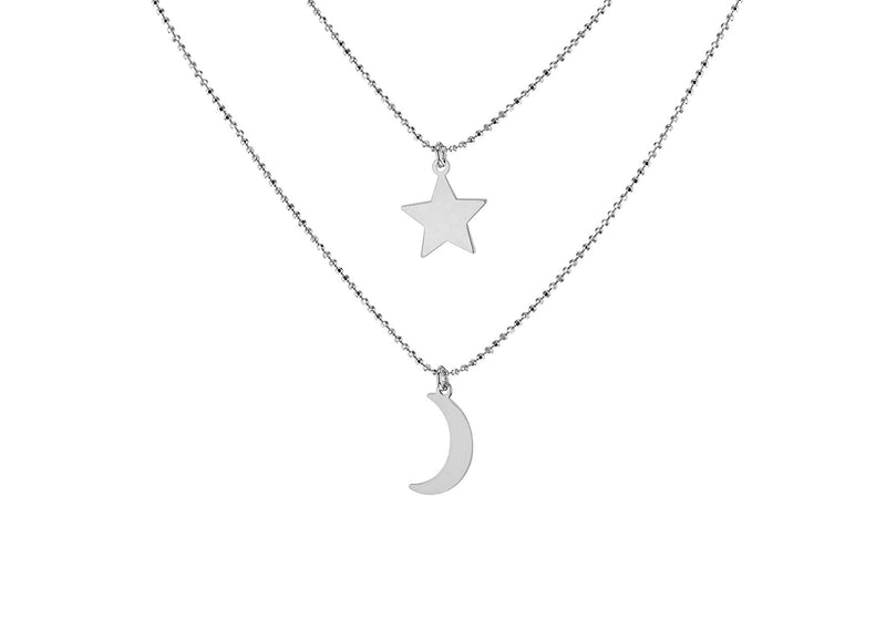 Sterling Silver Star Diamond Cut Ball Chain Necklace