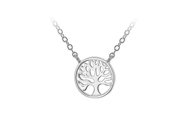 Sterling Silver Rhodium Plated 11mm 'Tree of Life' Adjustable Necklace  39m/15.5"-42m/16.5'9