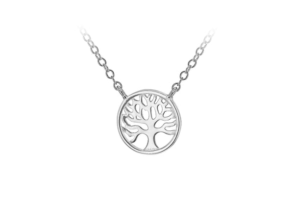 Sterling Silver Rhodium Plated 11mm 'Tree of Life' Adjustable Necklace  39m/15.5"-42m/16.5'9