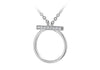 Sterling Silver Rhodium Plated Zirconia  15mm x 17.6mm Circle & Bar Adjustable Necklace  39m/15.5"-44.5m/17.5"9