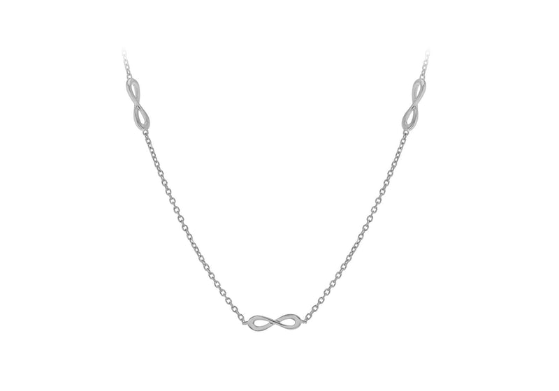 Sterling Silver Rhodium Plated Five 'Figure 8' Adjustable Necklace  43m/17"-46m/18"9