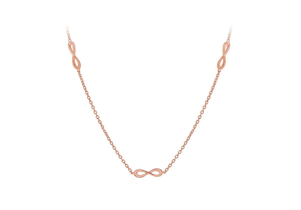 Sterling Silver Rose Gold Plated Five 'Figure 8' Adjustable Necklace  43m/17"-46m/18"9