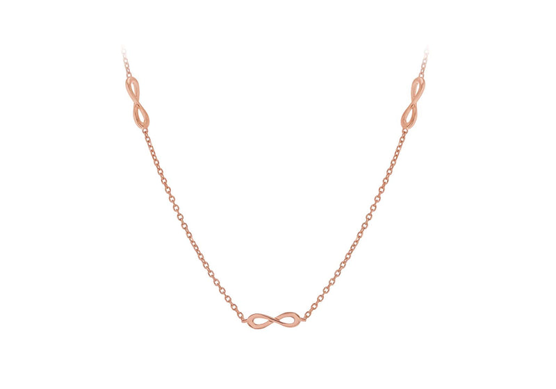Sterling Silver Rose Gold Plated Five 'Figure 8' Adjustable Necklace  43m/17"-46m/18"9