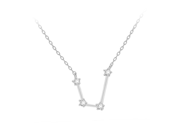 Sterling Silver Rhodium Plated Stone Set Aquarius Star Constellation  Necklace