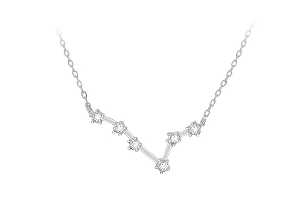 Sterling Silver Rhodium Plated Zirconia Set Pisces Star Constellation Necklace