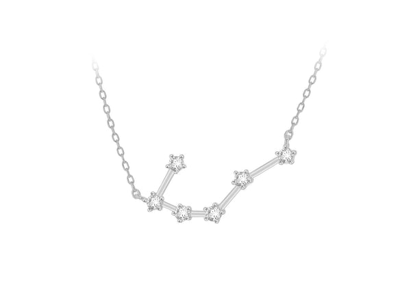 Sterling Silver Rhodium Plated Stone Set aner Star Constellation  Necklace