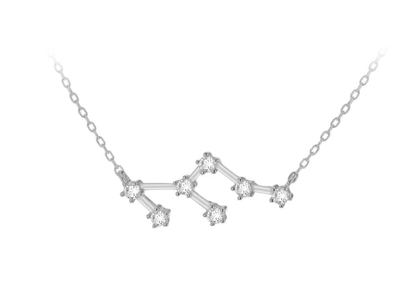 Sterling Silver Rhodium Plated Stone Set Leo Star Constellation  Necklace