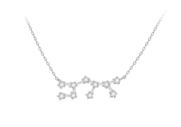 Sterling Silver Rhodium Plated Zirconia Set Sagittarius Star Constellation  Necklace