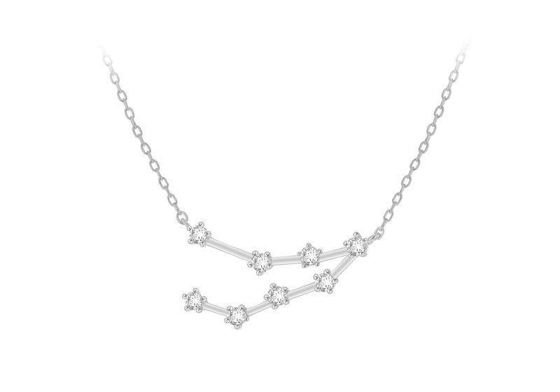 Sterling Silver Rhodium Plated Stone Set apriorn Star Constellation  Necklace