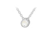 Sterling Silver White 3mm Cabochon Mother of Pearl June Birthstone Adjustable Necklace  41m/16"-46m/18"9