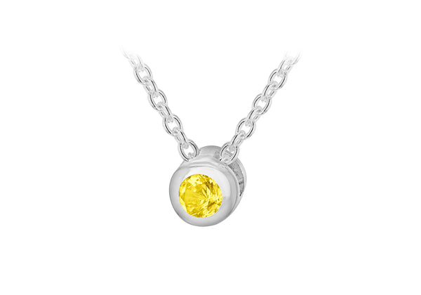 Sterling Silver Yellow 3mm Zirconia  November Birthstone Adjustable Necklace  41m/16"-46m/18"9