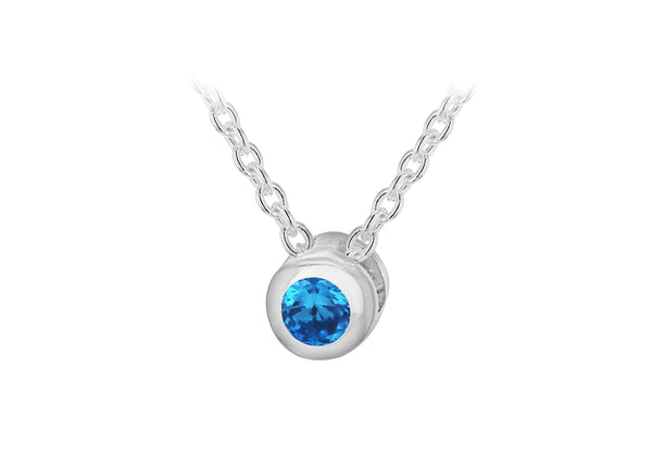 Sterling Silver Light Blue Zirconia  December Birthstone Adjustable Necklace 