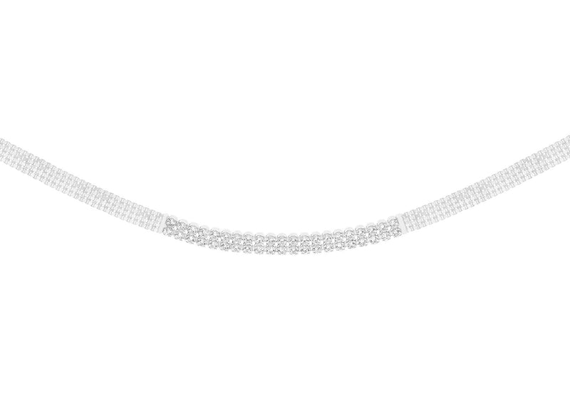 Sterling Silver White Zirconia Box Chain Necklace