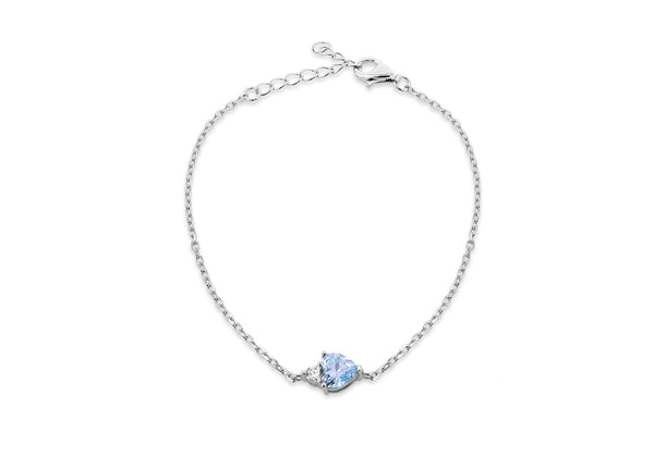 Sterling Silver Heart Light Blue Zirconia Bracelet