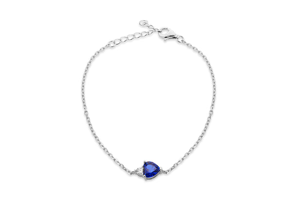 Sterling Silver Heart Light Blue Zirconia Bracelet