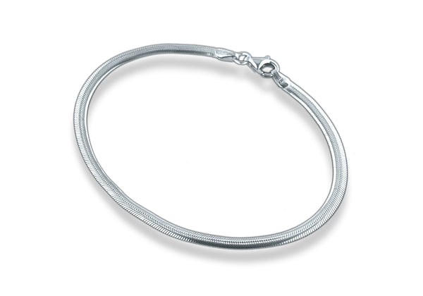 Sterling Silver Flat Snake Chain Bracelet 18m/7"9