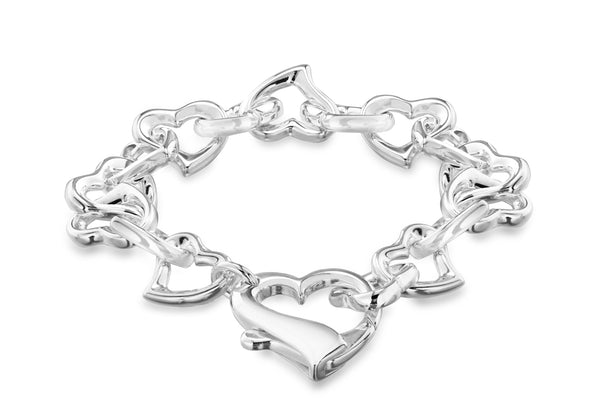 Sterling Silver Heart Link Bracelet 19m/7.5"9