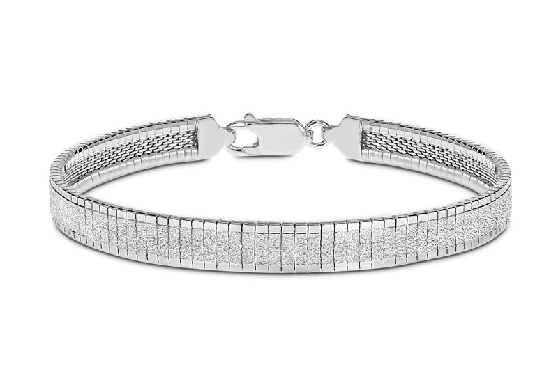 Sterling Silver Textured Flat Omega Bracelet 19m/7.5"9
