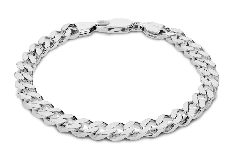 Sterling Silver 6.5mm Square Curb Bracelet 20m/8"9