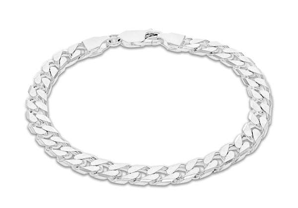 Sterling Silver 180 Diamond Cut Curb Bracelet 18m/7"9