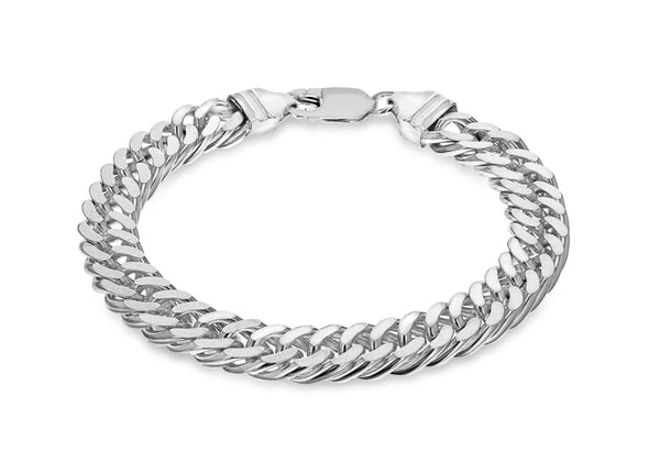 Sterling Silver Diamond Cut Double Curb Bracelet 20m/8"9