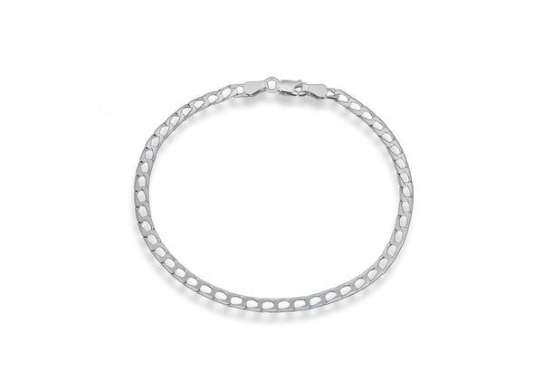 Sterling Silver Square Diamond Cut Curb Bracelet 19m/7.5"9