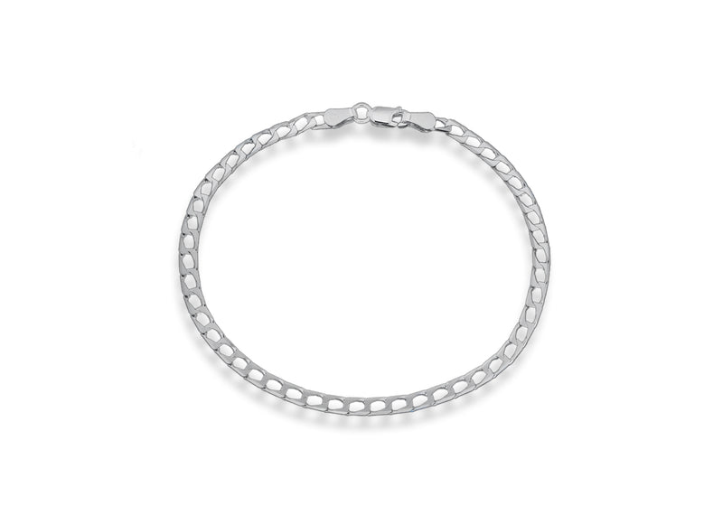 Sterling Silver Square Diamond Cut Curb Bracelet 19m/7.5"9