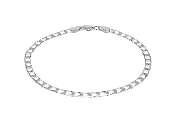 Sterling Silver 3.5mm Diamond Cut Square Curb Bracelet 20m/8"9
