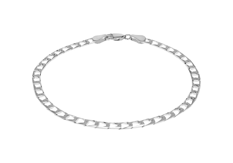 Sterling Silver 3.5mm Diamond Cut Square Curb Bracelet 20m/8"9