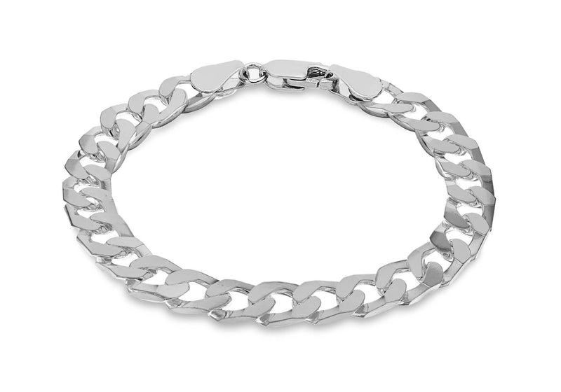 Sterling Silver 220 Flat Square Link Curb Bracelet 20m/8"9