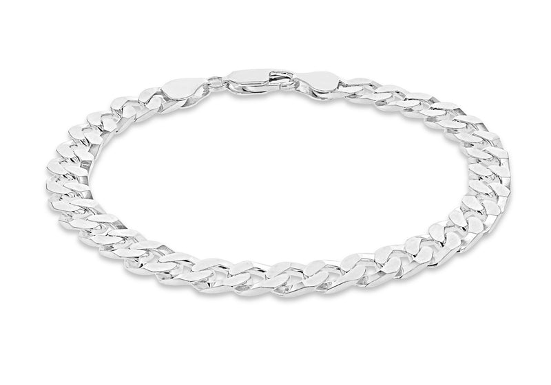 Sterling Silver 180 Flat Square Link Curb Bracelet 20m/8"9