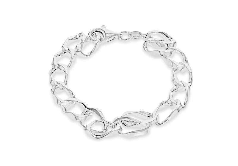 Sterling Silver 350 Diamond Cut Twisted Link Curb Bracelet 21.5m/8.5"9