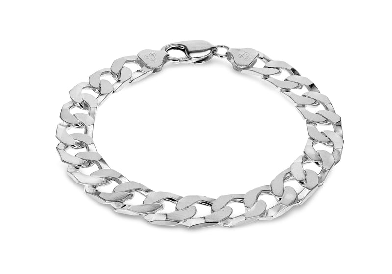 Sterling Silver 280 Flat Square Link Curb Bracelet 21.5m/8.5"9