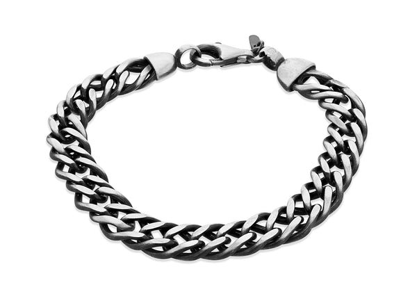 Sterling Silver Oxidised Double Curb Chain Bracelet