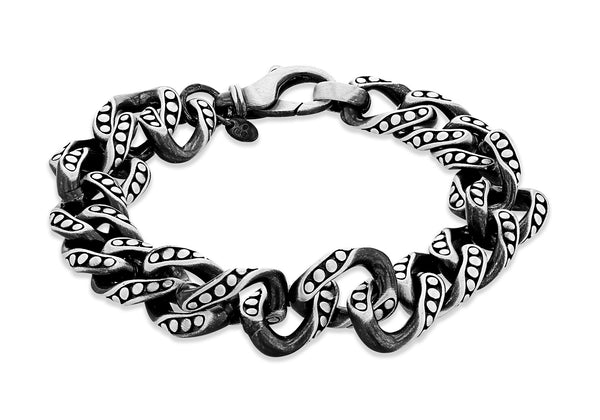 Sterling Silver Oxidised Dot Curb Chain Bracelet