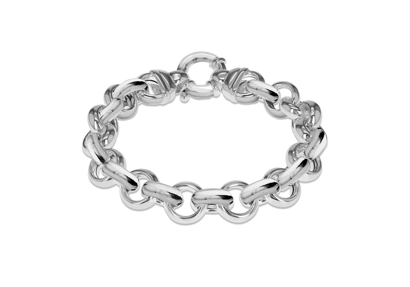 Sterling Silver 11mm Round Link Belcher  Bracelet 20m/8"9
