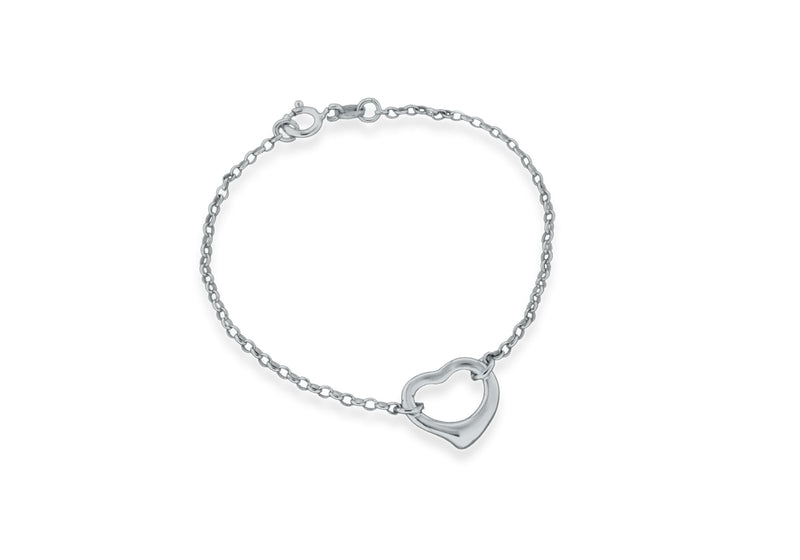 Sterling Silver Heart Charm Belcher  Bracelet 18m/7"9