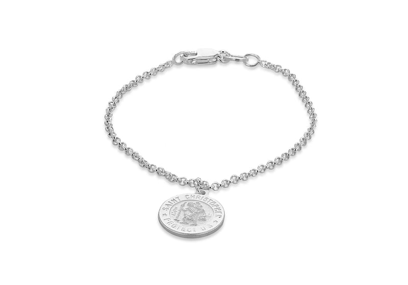 Sterling Silver St Christopher Disc Charm Child's Bracelet 