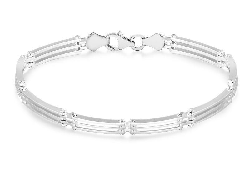 Sterling Silver 3-Bar Flexible Link Bracelet 18m/7"9