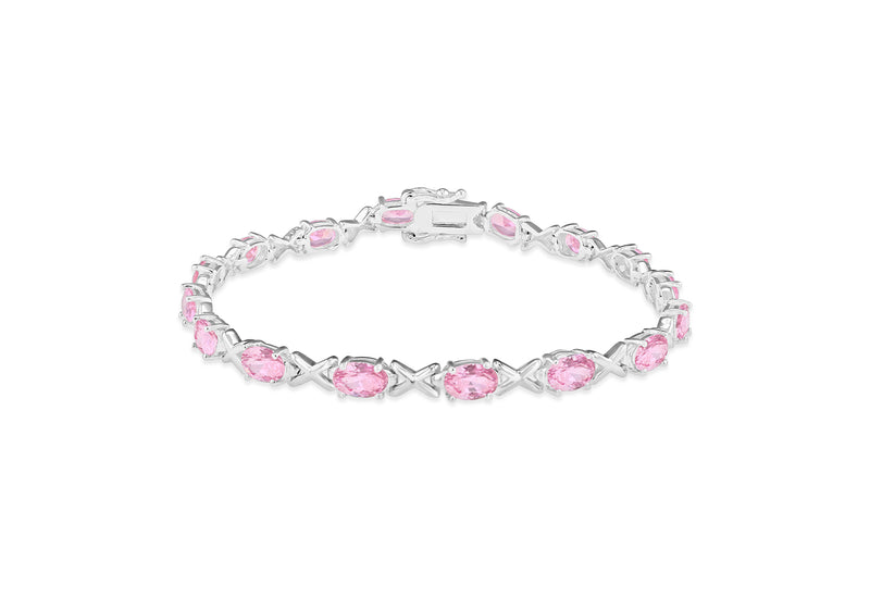 Sterling Silver Light Pink Zirconia  Kiss Bracelet